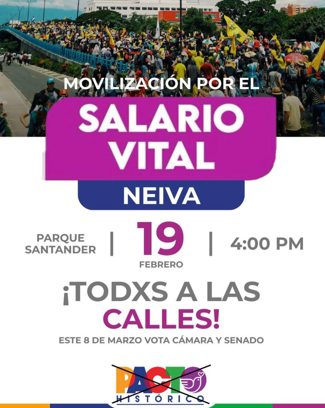 Convocan movilización por el “Salario Vital” este 19 de febrero en Neiva